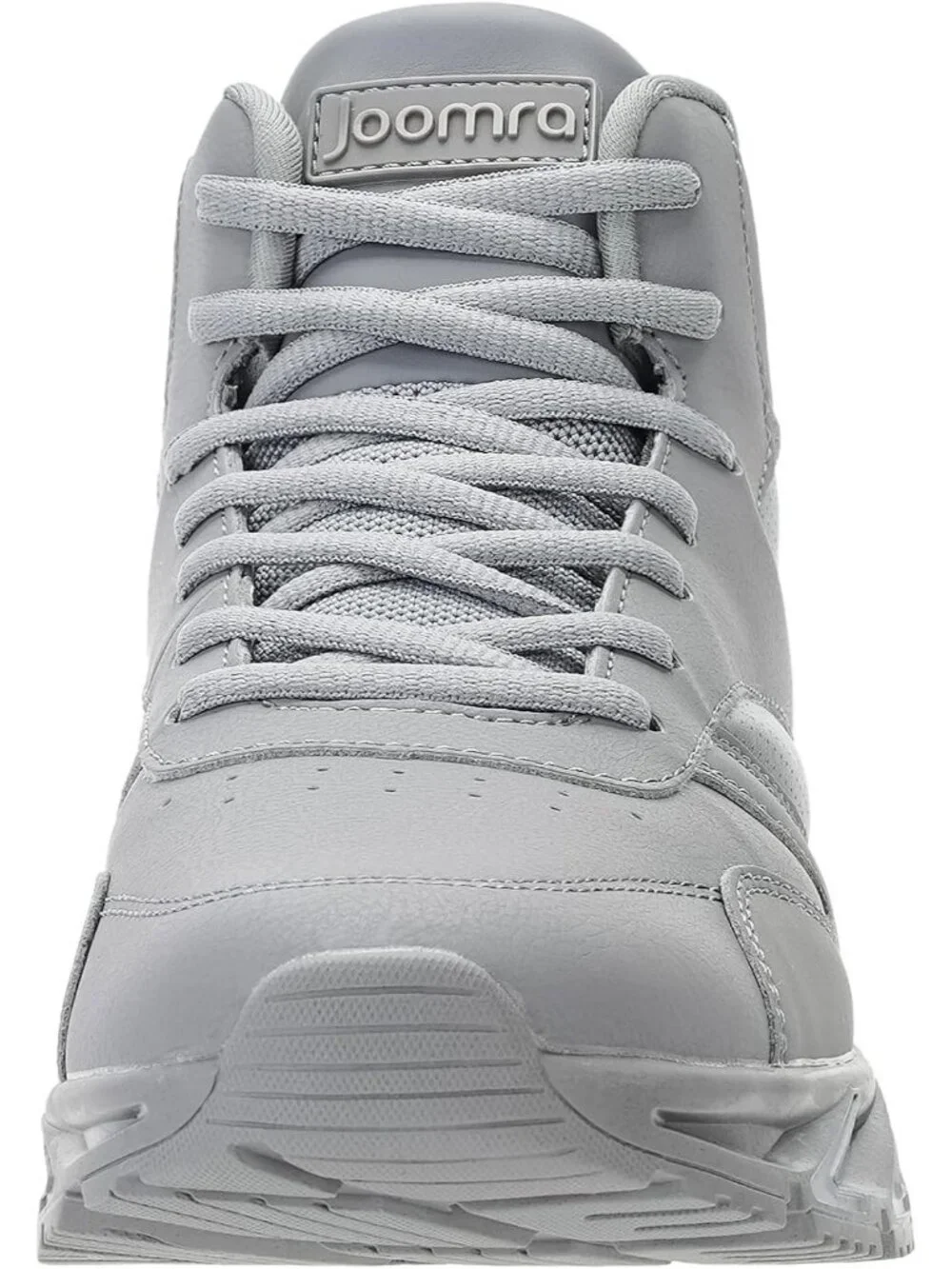 Joomra Men's Grey Rubber Leather High Top Athletic Inspired Lace Up Sneaker